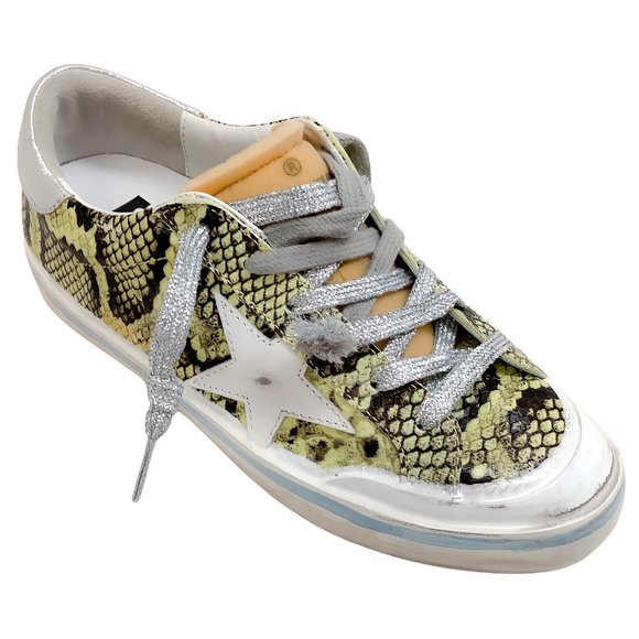 Golden Goose Shoes - Golden Goose Deluxe Brand Lime / Black Snake Superstar Penstar Sneakers